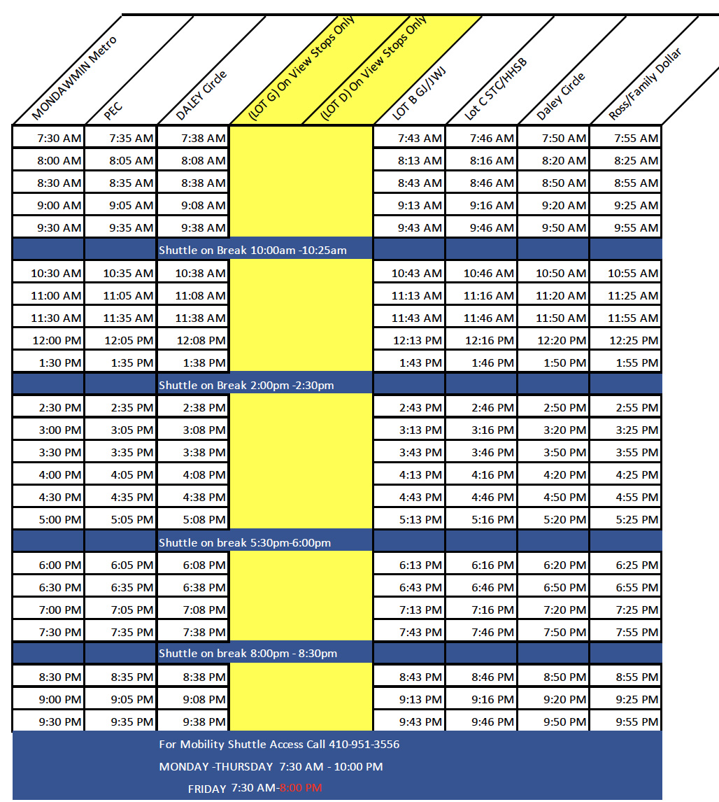 2021 shuttle schedule