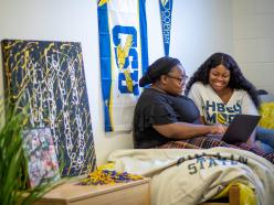 students in dorm room